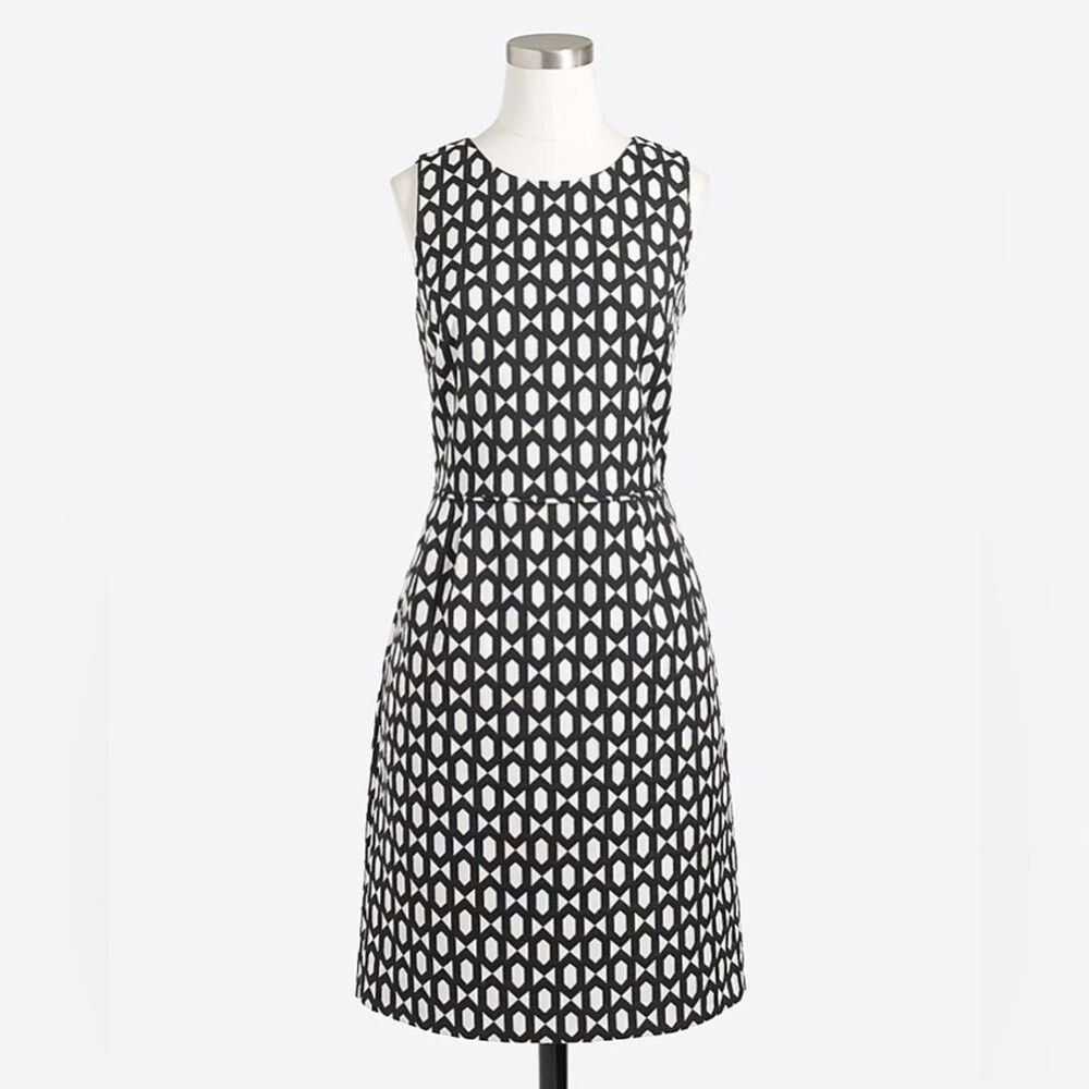 J. Crew Black White Geometric Pattern Pencil Dress Women’s 0 Suiting